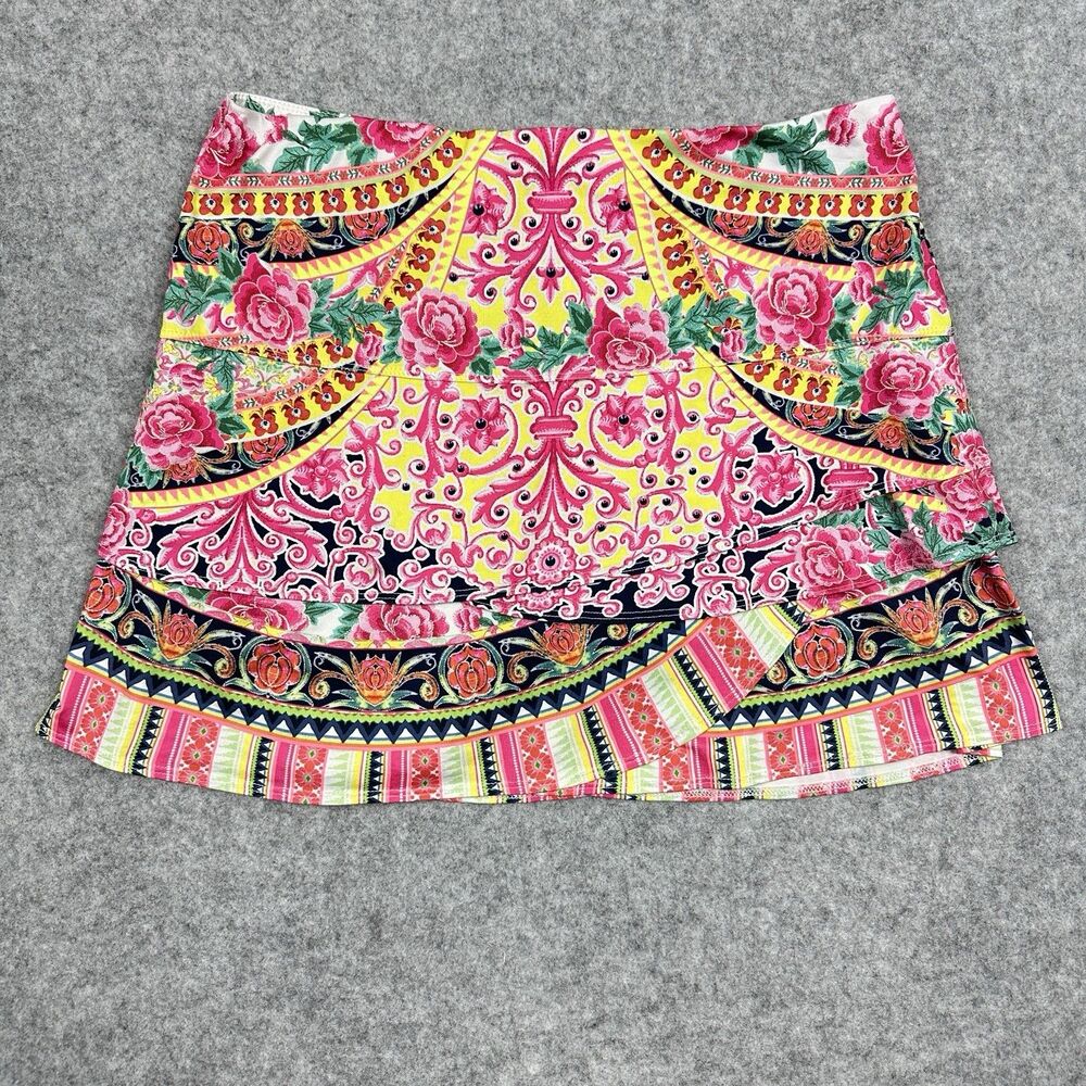 LUCKY IN LOVE Skort Tennis Skirt Womens L Layered Multicolor Pickleball Golf*